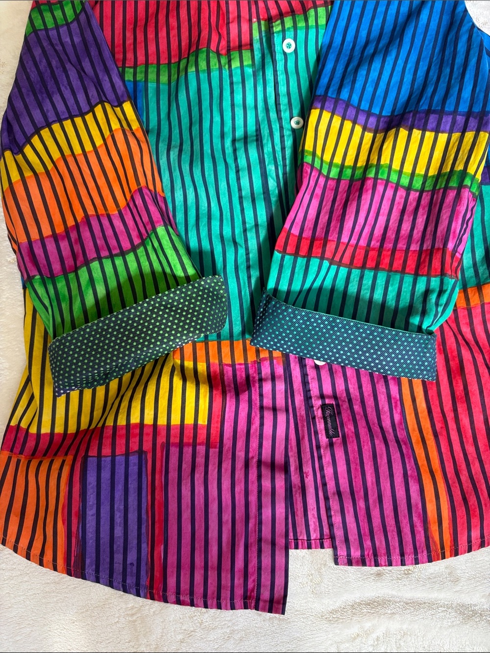 Faconnable Multicolor Geometric Stripe Button-Up - Picture 6 of 10